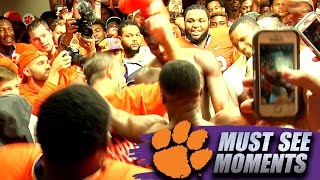 Dabo Swinney Dances With Clemson Players In Locker Room Following FSU Win [upl. by Gahan]