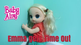 BABY ALIVE Emmas Time Out baby alive House Cleaning Routine [upl. by Inaluiak]