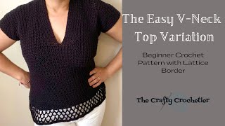 Easy Crochet V Neck Puff Sleeves Top Tutorial  Chenda DIY [upl. by Jard]