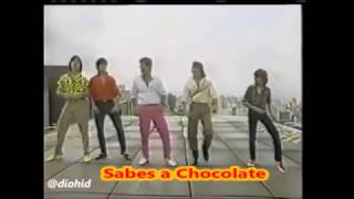 Menudo 1985  Sabes a Chocolate  Charlie Ray Roy Robby y Ricky Martin [upl. by Ateekan]