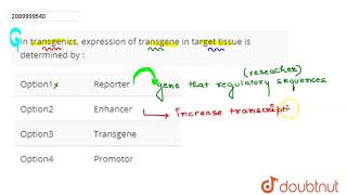 In transgenics expression of transgene in target tissue is determined by   CLASS 12  BIOTECH [upl. by Nolra428]