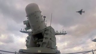 Navy CIWS Gun System Locks Onto Incoming Aircraft [upl. by Adnorat997]