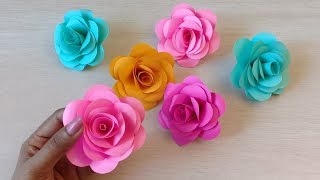 How to make Realistic Easy paper Roses  Paper flower DIY Rose flower making [upl. by Amorita]