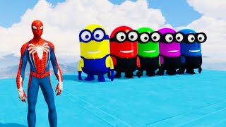 GTA 5 Epic Ragdolls RED SPIDERMAN VS RED MINION VS GREEN MINION Euphoria Physics amp Funny Fails [upl. by Ecnav]