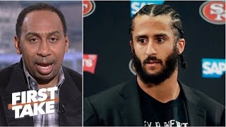 Colin Kaepernick looks bad after reported settlement with the NFL  Stephen A  First Take [upl. by Leynad623]