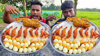 Eating spicy full chicken curry and shrimp curry with rice 🍤 🦐 🦐 [upl. by Edlun]