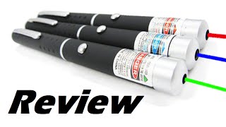 3 Piece 5mw Laser Pointer Pens Review Green Red Purple [upl. by Tnelc]