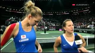 Karolina Pliskova amp Barbora Strycova Interview FINAL HD Fed CUP Prague 2015 [upl. by Ajiam]