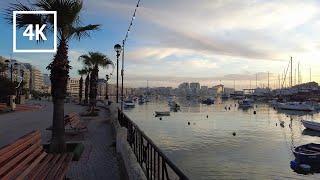 Sunrise in Sliema Malta  Binaural 4K Walking Video [upl. by Lyford230]