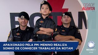 APAIXONADO PELA POLÍCIA MILITAR MENINO REALIZA SONHO DE CONHECER TRABALHO DA ROTAM [upl. by Oinotnaocram]