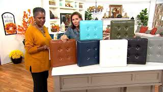 Set of 2 Faux Leather Foldup Storage Ottomans wTray by Valerie on QVC [upl. by Adalai]