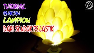 TUTORIAL BIKIN LAMPION DARI SENDOK PLASTIK BEKAS  AURORA [upl. by Rame]