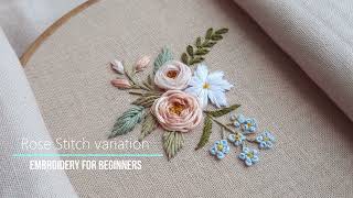 Rose Stitch Embroidery for Beginners  How to start Rose Stitch Embroidery [upl. by Redd]