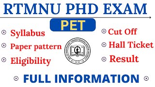 Rtmnu pet exam paper pattern 2022 rtmnu phd exam syllabus rtmnu pet exam eligibility 2022 [upl. by Koy370]