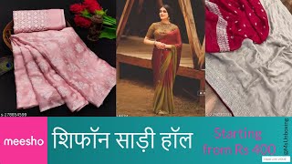 Chiffon Saree Haul from Meesho [upl. by Nnaharas271]