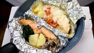 底辺飯 月末編11 鮭のホイル焼き salmon wrapped in foil [upl. by Neeven]