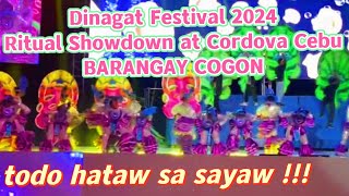 DINAGAT FESTIVAL 2024 Barangay Cogon Ritual Showdown Cordova Fiesta Cebu GROUP DANCE PERFORMANCE [upl. by Selrac18]