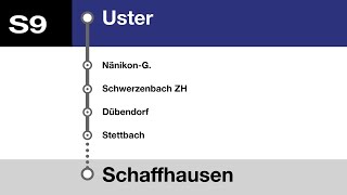 ZVV SBB Ansagen » S9 Uster — Rafz — Schaffhausen  SLBahnen [upl. by Dyob]