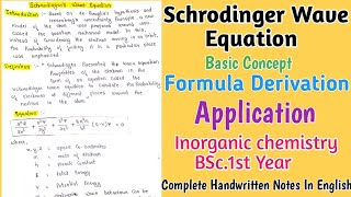 Schrodinger Wave Equation  Formula Derivation  Application  Complete Handwritten Notes bscnotes [upl. by Madelyn]