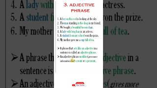 adjective phrase  phrases  phrases and clauses  phrase types  english grammar [upl. by Aprilette]