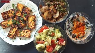 4 Easy Vegetarian Keto Snacks  Caprese  Sauteed Mushrooms  Creamed Spinach  Lemon Pepper Paneer [upl. by Shifra]