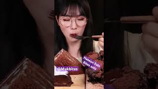 Haeeon Eats ASMR chocolate cream cake cookie brownie mukbang bites only shorts viral fyp new rm [upl. by Rogerio]