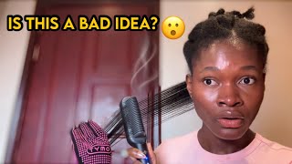 I attempt straightening my hair 😮  using the Tymo ring hair brush [upl. by Assenaj]