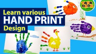 How to make various design with HAND PRINT  STEP BY STEP  Kids Drawing  TADADADA Art Club [upl. by Markland235]