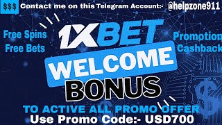 1xbet new promo account and active all tipe of promotions Free bet Free spin Cashback [upl. by Glynas]