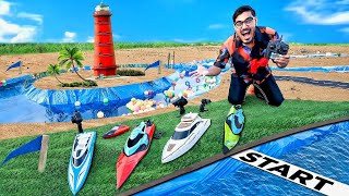 RC Boat Race Challenge on Mini Water Canal🔥 कौनसी नाव जीतेगी रेस Looser Will Get Mud Bath [upl. by Tenaej808]