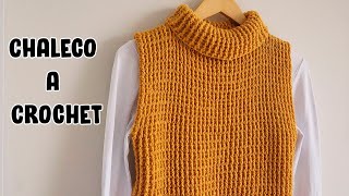 🔴Chaleco tejido a crochet para mujer CUELLO ALTO  tallas s m l xl ❤ [upl. by Bently528]