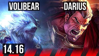 VOLIBEAR vs DARIUS TOP  6 solo kills Dominating  EUW Master  1416 [upl. by Hirschfeld]