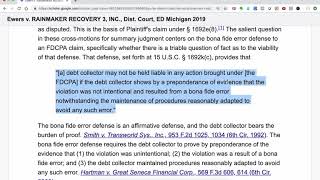 Case Decision  FDCPA  Is Credit Reporting Debt Collection Activity  Ewers v Rainmaker Recovery 3 [upl. by Willis]