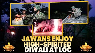 Indian Army jawans celebrate Diwali with songs dance and Diyas at LoC near Pakistan border [upl. by Odrarebe773]