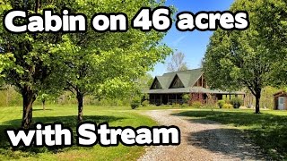 Artist Retreat Log Cabin style home on 46 acres Barn and Creek [upl. by Nivrag]