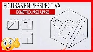 ⚡ Perspectiva ISOMETRICA a partir de las VISTAS ⚙️ Figuras en isométrico 01 [upl. by Suehtomit794]