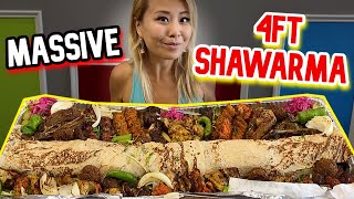 MASSIVE 4FT SHAWARMA at Gyro King and Grill 100 HALAL FOOD in New Jersey RainaisCrazy [upl. by Skardol]