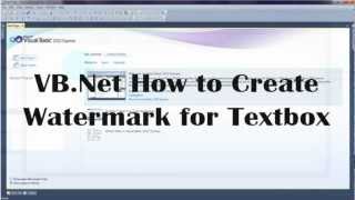 VBNet How to Create Watermark Textbox [upl. by Mercy]