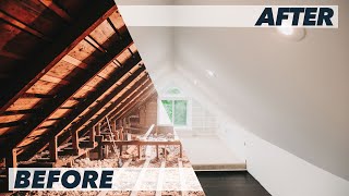 Incredible Attic Transformation in 5 Min  Timelapse DIY Attic Loft Renovation [upl. by Naret]