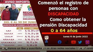 Comenzó registro de personas con DISCAPACIDAD  Como obtener la pensión Discapacidad  0 a 64 años [upl. by Forester]