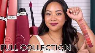 LOREAL INFALLIBLE MATTE RESISTANCE LIQUID LIPSTICKS  FULL COLLECTION SWATCHED [upl. by Luise]