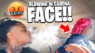 CONSTANLY BLOWING THE VAPE IN CARENA FACE TO GET HER REACTION NEVER SEEN HER THIS MAD😳 [upl. by Emya]