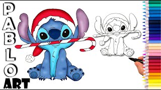 How to Draw Stitch as Santa Claus from Lilo and Stitch Learn to Draw step by step [upl. by Siramay]