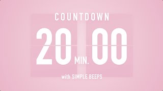 20 Min Countdown Flip Clock Timer  Simple Beeps 🌸🔔 [upl. by Ettena]