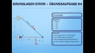 Technische Mechanik  Grundlagen Statik Übungsaufgabe Nr4 [upl. by Akahs27]