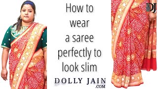 How to wear saree perfectly to look slim  Dolly Jain saree draping [upl. by Lamb]