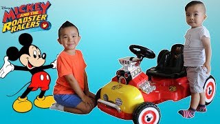 Mickey Mouse Roadster Racer Ride On Car Test Drive CKN [upl. by Cohbert]