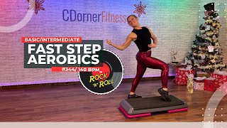 45 MIn Basic to Intermediate Fast Step Aerobics Workout  CDornerFitness 344 [upl. by Leehar]