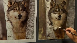 Timber Wolf Animal Portrait with Acrylics Zorn Palette [upl. by Horten]