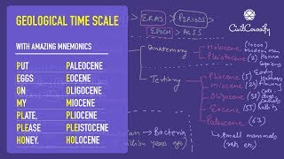 GEOLOGICAL TIME SCALE explained with Mnemonics [upl. by Sucramaj119]